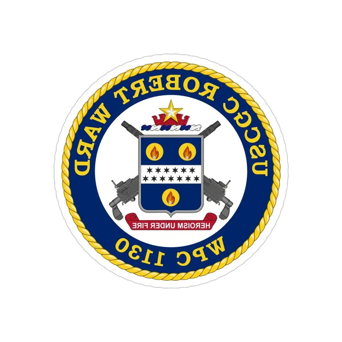 USCGC Robert Ward WPC 1130 (U.S. Coast Guard) REVERSE PRINT Transparent Die-Cut STICKER 5 Inch Die-Cut Transparent - The Sticker Space