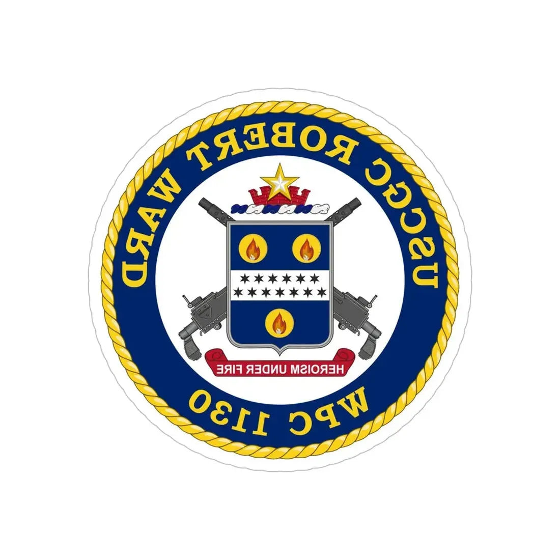USCGC Robert Ward WPC 1130 (U.S. Coast Guard) REVERSE PRINT Transparent Die-Cut STICKER 6 Inch Die-Cut Transparent - The Sticker Space