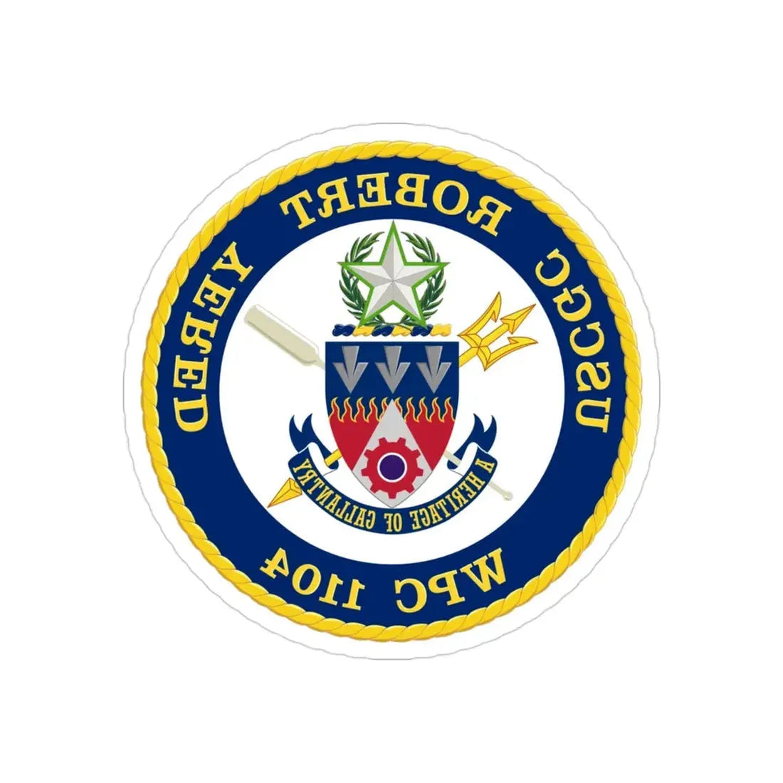 USCGC Robert Yered WPC 1104 1 (U.S. Coast Guard) REVERSE PRINT Transparent Die-Cut STICKER 3 Inch Die-Cut Transparent - The Sticker Space