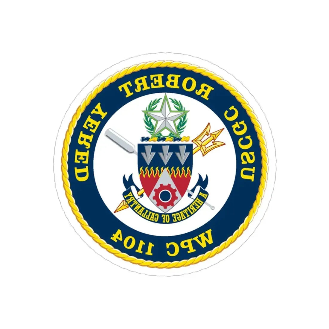 USCGC ROBERT YERED WPC 1104 (U.S. Coast Guard) REVERSE PRINT Transparent Die-Cut STICKER 5 Inch Die-Cut Transparent - The Sticker Space