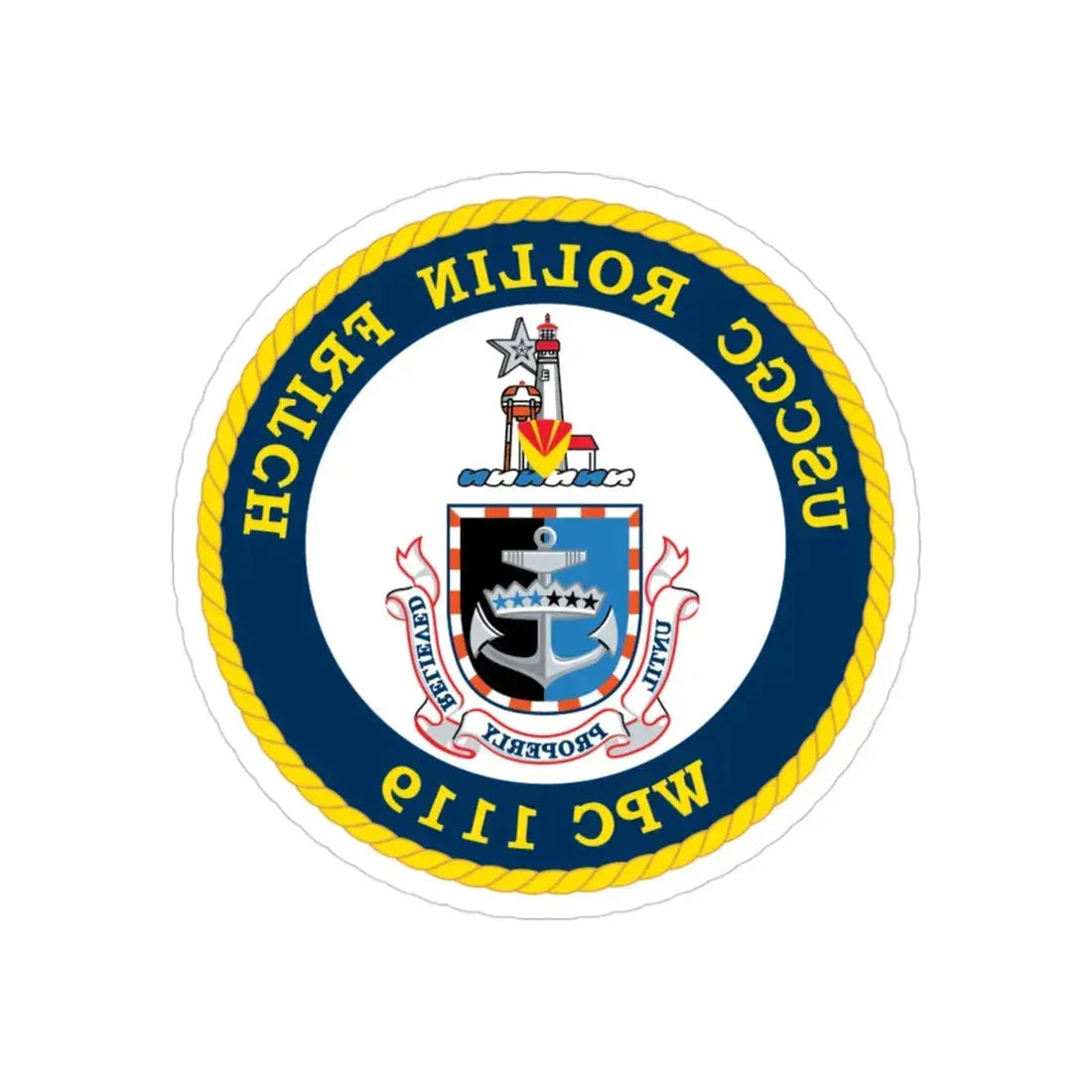 USCGC Rollin Fritch WPC 1119 (U.S. Coast Guard) REVERSE PRINT Transparent Die-Cut STICKER 3 Inch Die-Cut Transparent - The Sticker Space