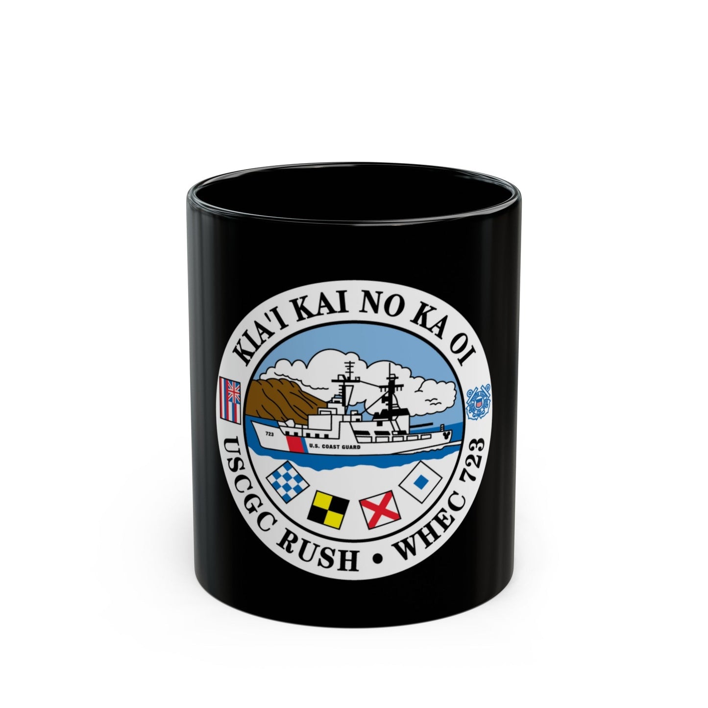 USCGC RUSH WHEC 723 (U.S. Coast Guard) Black Coffee Mug-11oz-The Sticker Space