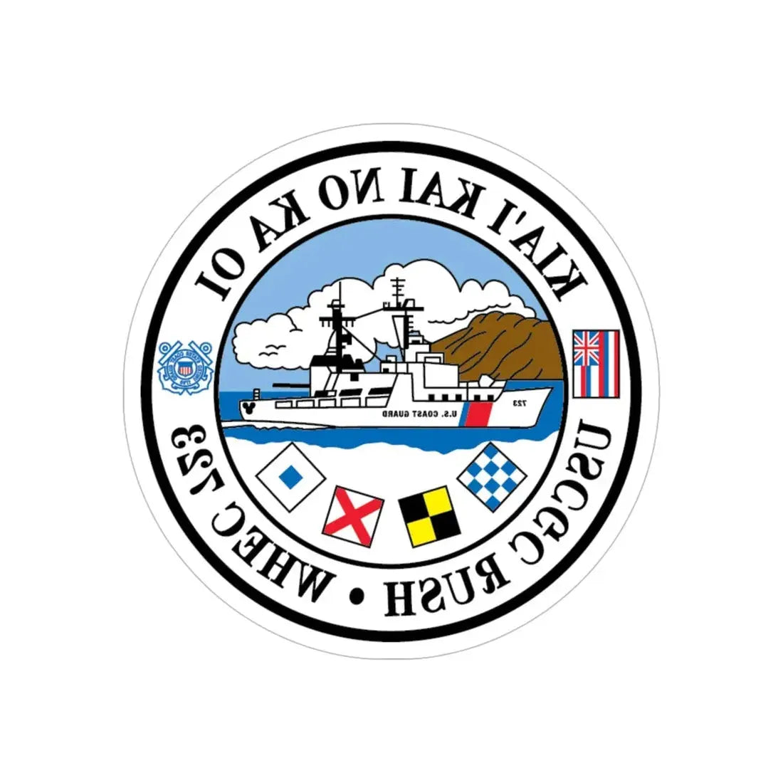 USCGC RUSH WHEC 723 (U.S. Coast Guard) REVERSE PRINT Transparent Die-Cut STICKER 6 Inch Die-Cut Transparent - The Sticker Space