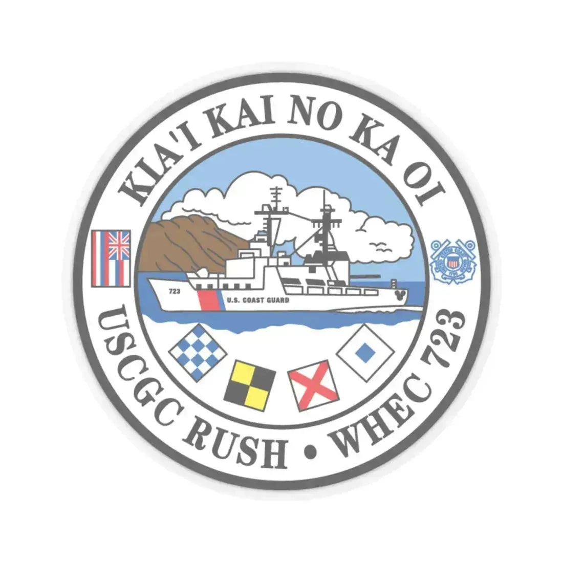 USCGC RUSH WHEC 723 (U.S. Coast Guard) STICKER Vinyl Kiss-Cut Decal 6 Inch Transparent - The Sticker Space