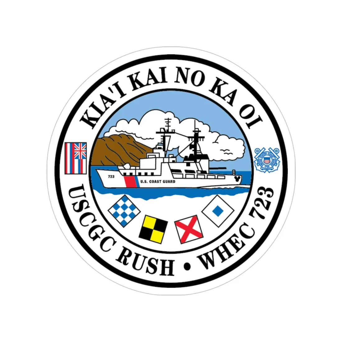 USCGC RUSH WHEC 723 (U.S. Coast Guard) Transparent STICKER Die-Cut Vinyl Decal 4 Inch - The Sticker Space