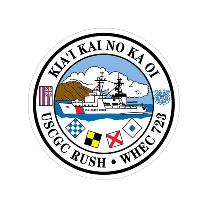 USCGC RUSH WHEC 723 (U.S. Coast Guard) Transparent STICKER Die-Cut Vinyl Decal 4 Inch - The Sticker Space