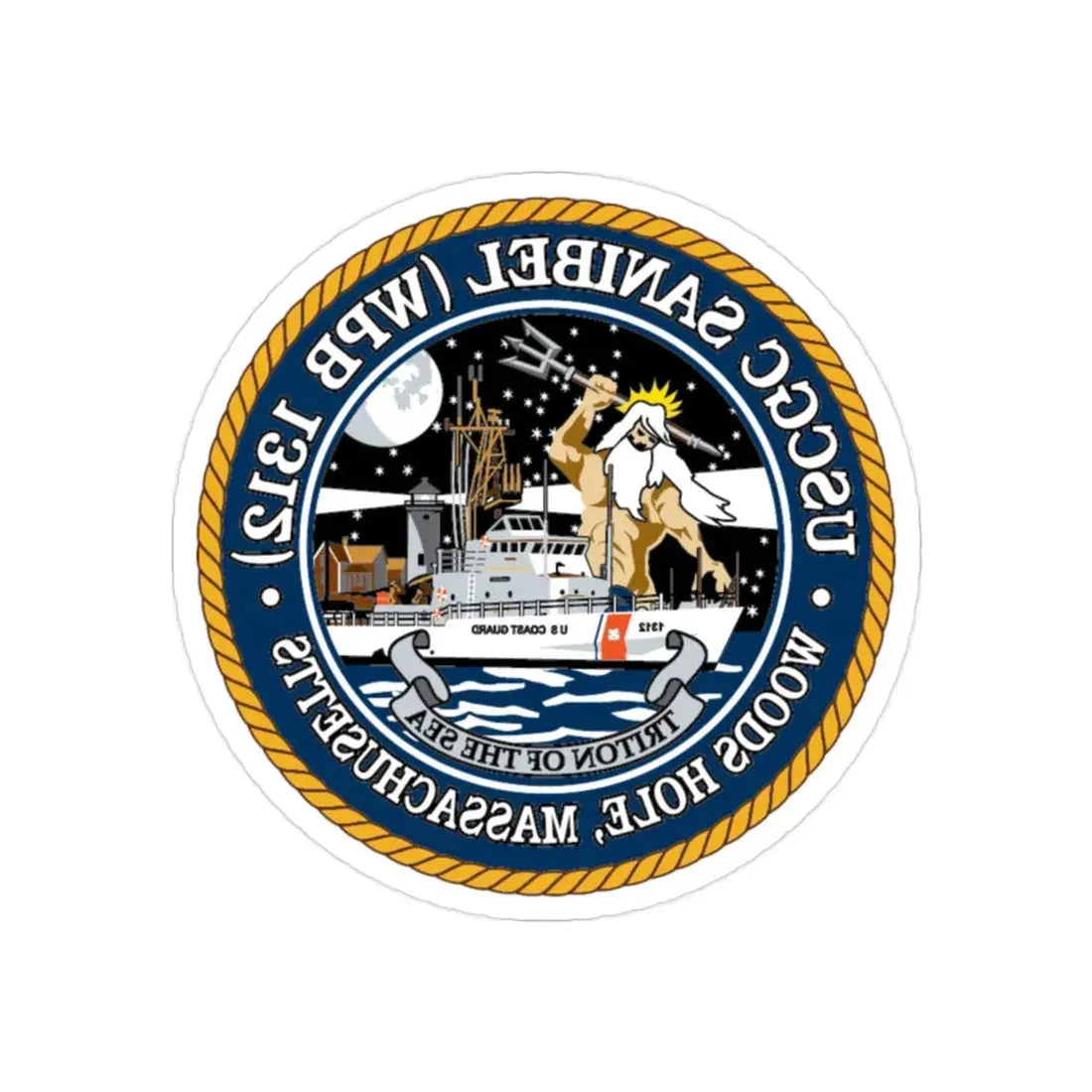 USCGC Sanibel WPB   1312 (U.S. Coast Guard) REVERSE PRINT Transparent Die-Cut STICKER 2 Inch Die-Cut Transparent - The Sticker Space