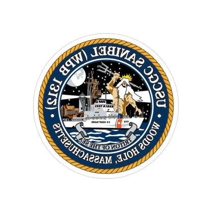 USCGC Sanibel WPB   1312 (U.S. Coast Guard) REVERSE PRINT Transparent Die-Cut STICKER 3 Inch Die-Cut Transparent - The Sticker Space