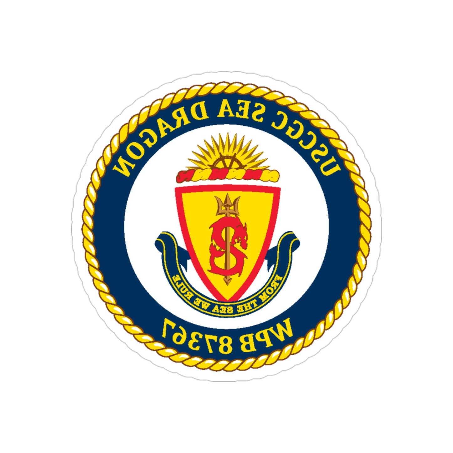 USCGC Sea Dragon WPB 87367 (U.S. Coast Guard) REVERSE PRINT Transparent STICKER-3" × 3"-The Sticker Space