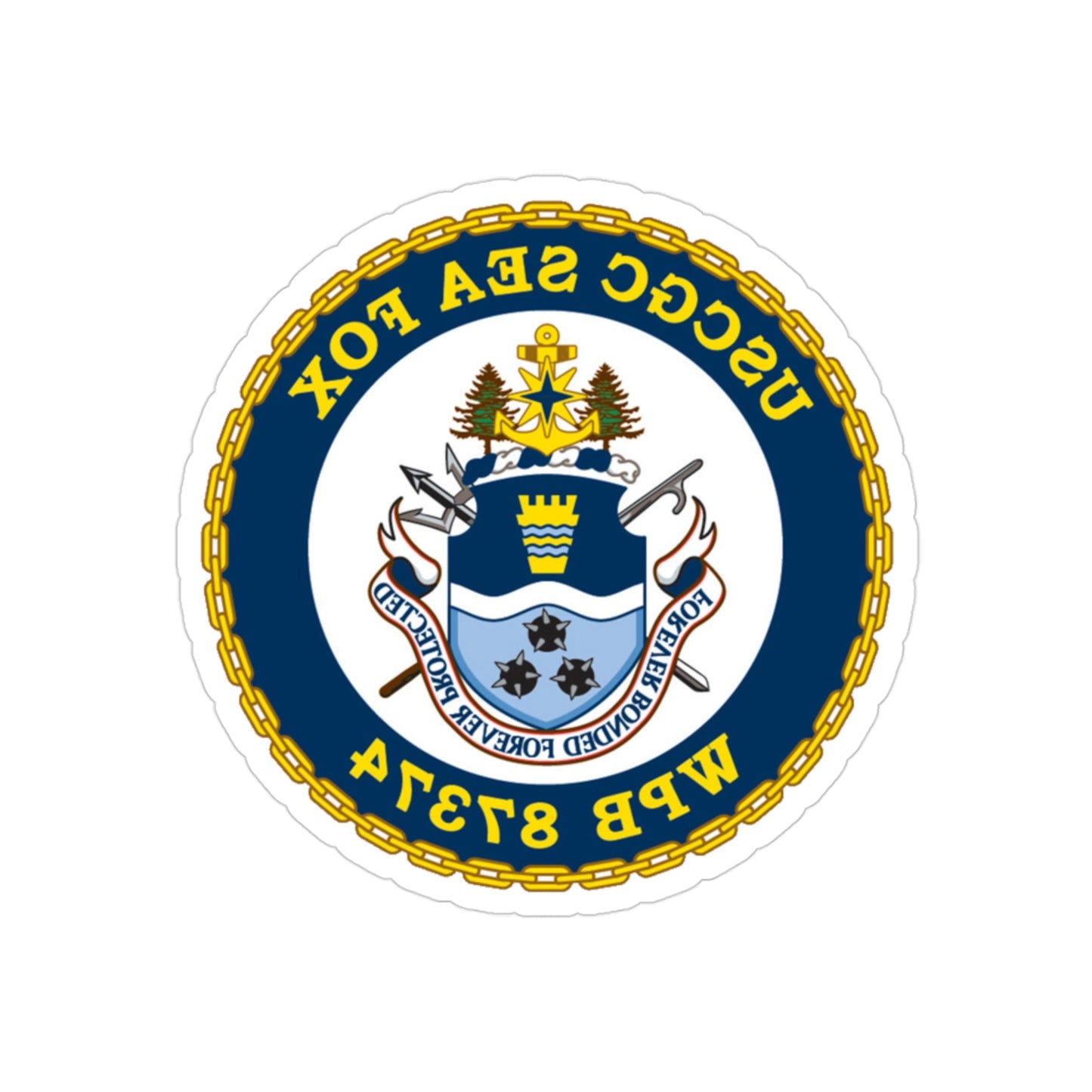 USCGC Sea Fox WPB 87374 2 (U.S. Coast Guard) REVERSE PRINT Transparent STICKER-3" × 3"-The Sticker Space