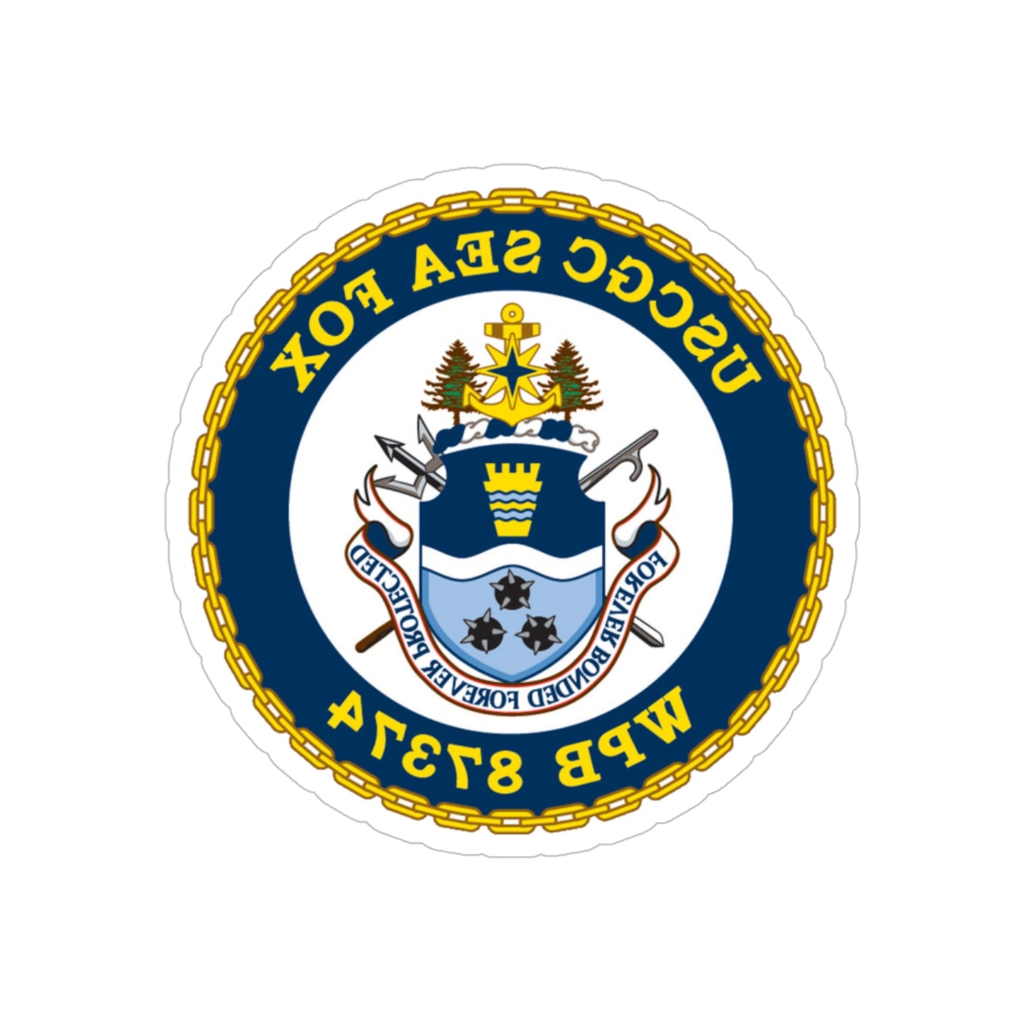 USCGC Sea Fox WPB 87374 2 (U.S. Coast Guard) REVERSE PRINT Transparent STICKER-4" × 4"-The Sticker Space