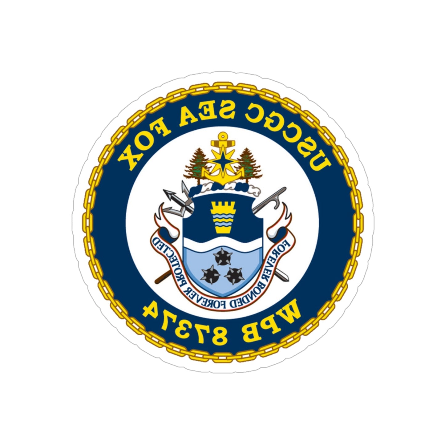 USCGC Sea Fox WPB 87374 2 (U.S. Coast Guard) REVERSE PRINT Transparent STICKER-5" × 5"-The Sticker Space