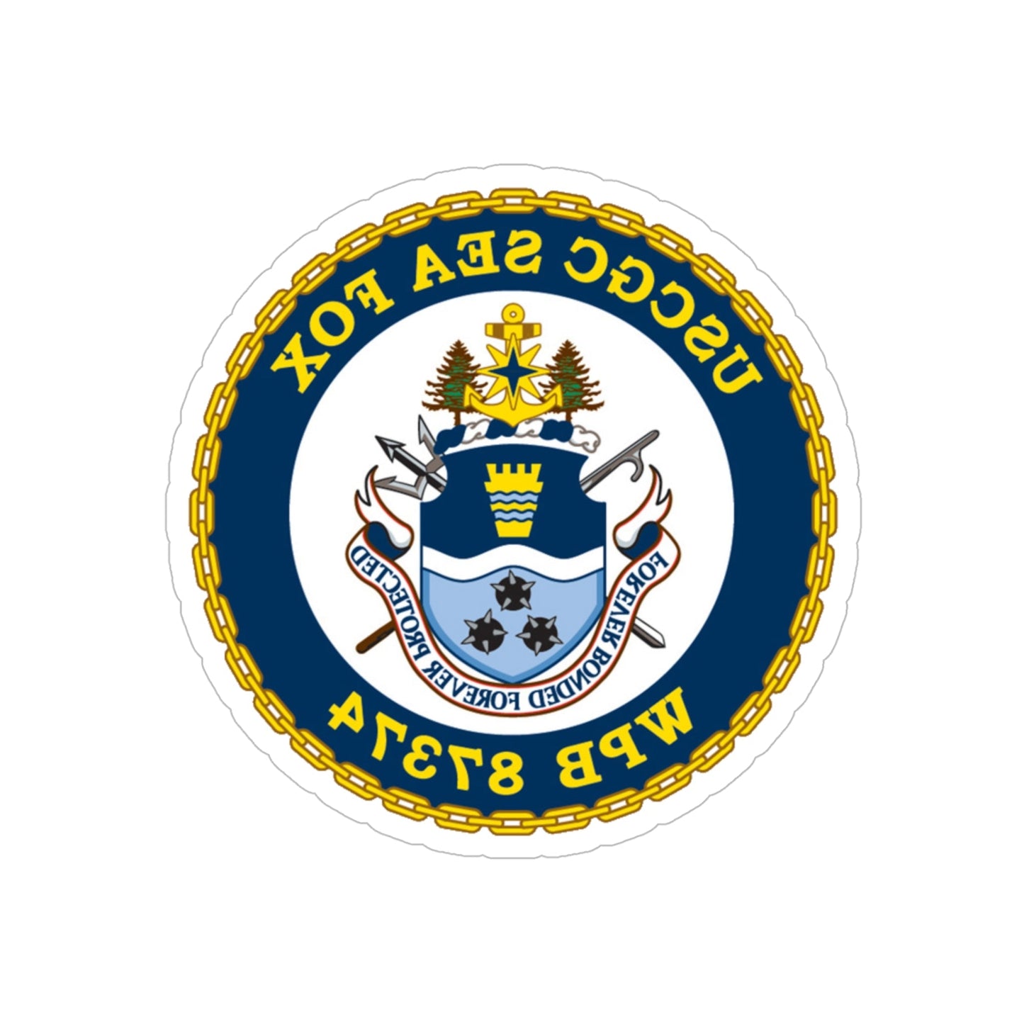 USCGC Sea Fox WPB 87374 2 (U.S. Coast Guard) REVERSE PRINT Transparent STICKER-6 Inch-The Sticker Space