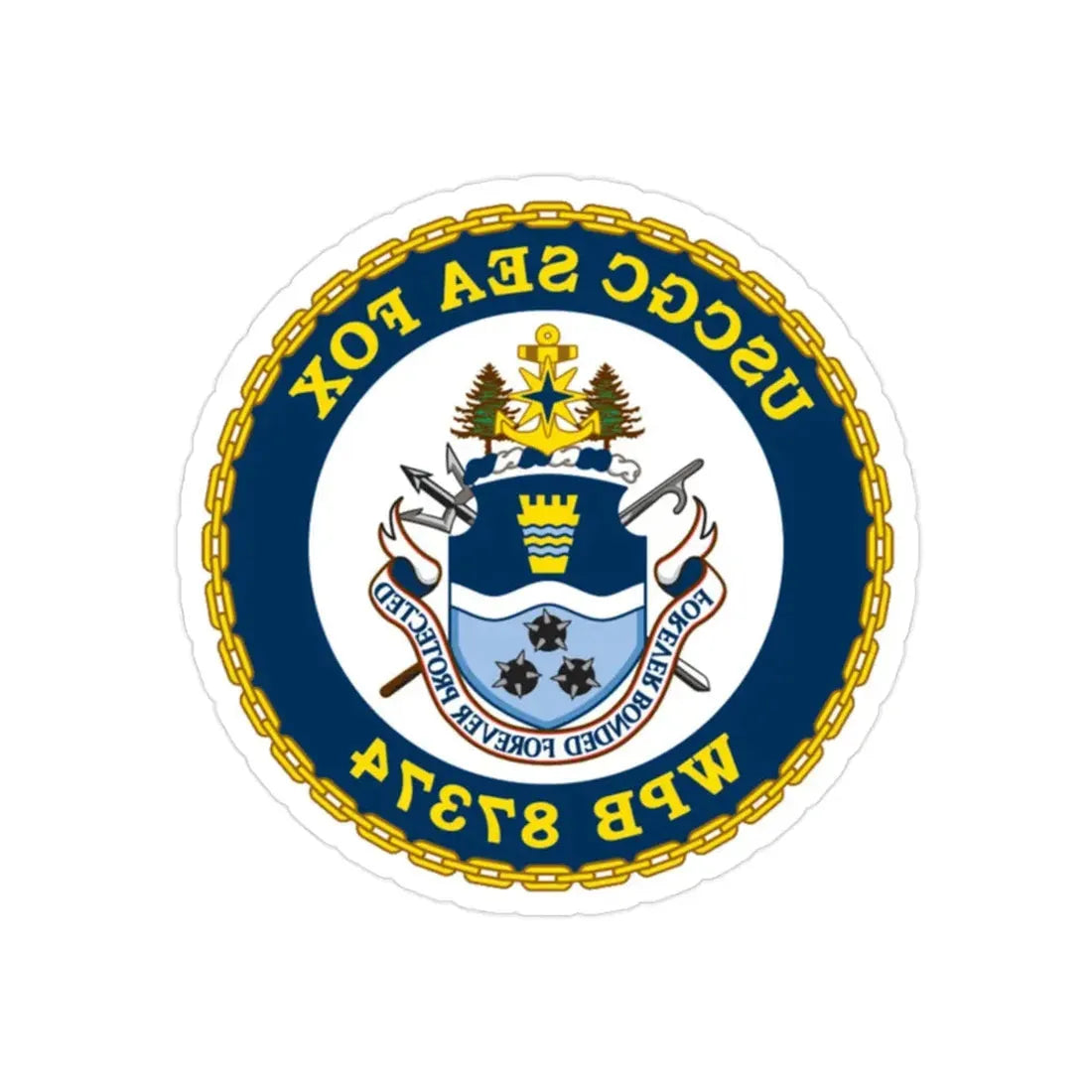 USCGC Sea Fox WPB 87374 2 (U.S. Coast Guard) REVERSE PRINT Transparent Die-Cut STICKER 2 Inch Die-Cut Transparent - The Sticker Space