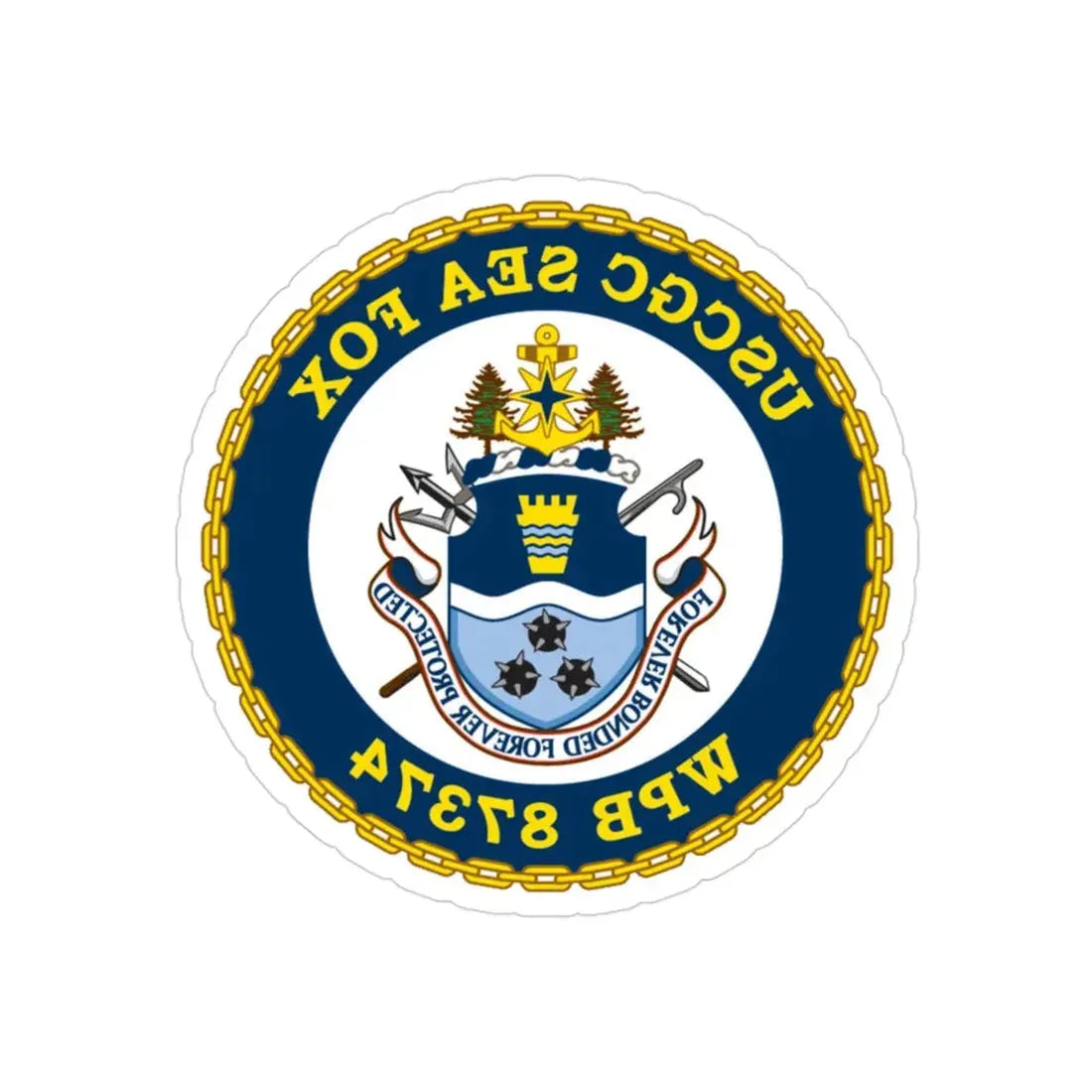 USCGC Sea Fox WPB 87374 2 (U.S. Coast Guard) REVERSE PRINT Transparent Die-Cut STICKER 3 Inch Die-Cut Transparent - The Sticker Space