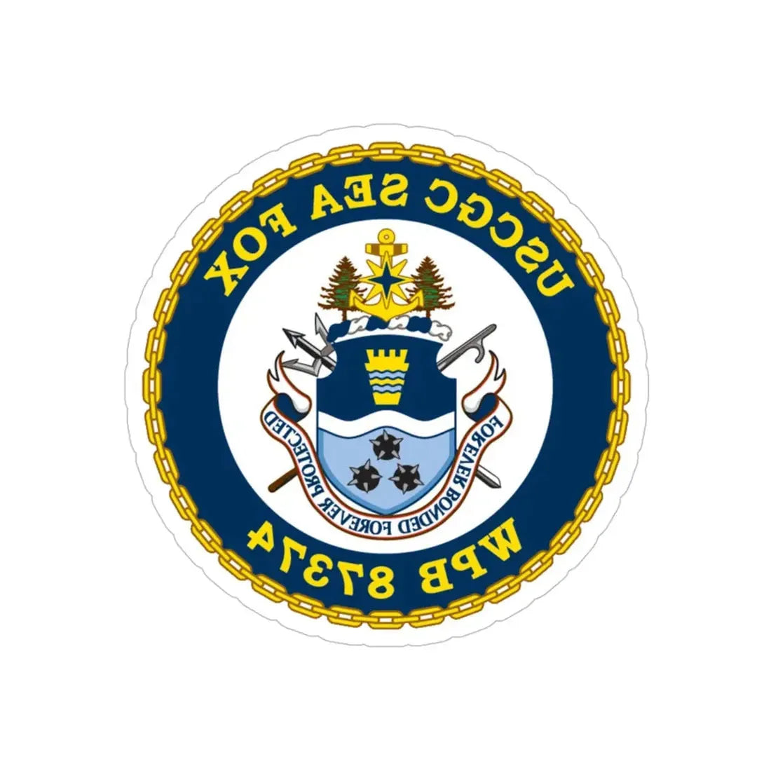 USCGC Sea Fox WPB 87374 2 (U.S. Coast Guard) REVERSE PRINT Transparent Die-Cut STICKER 4 Inch Die-Cut Transparent - The Sticker Space