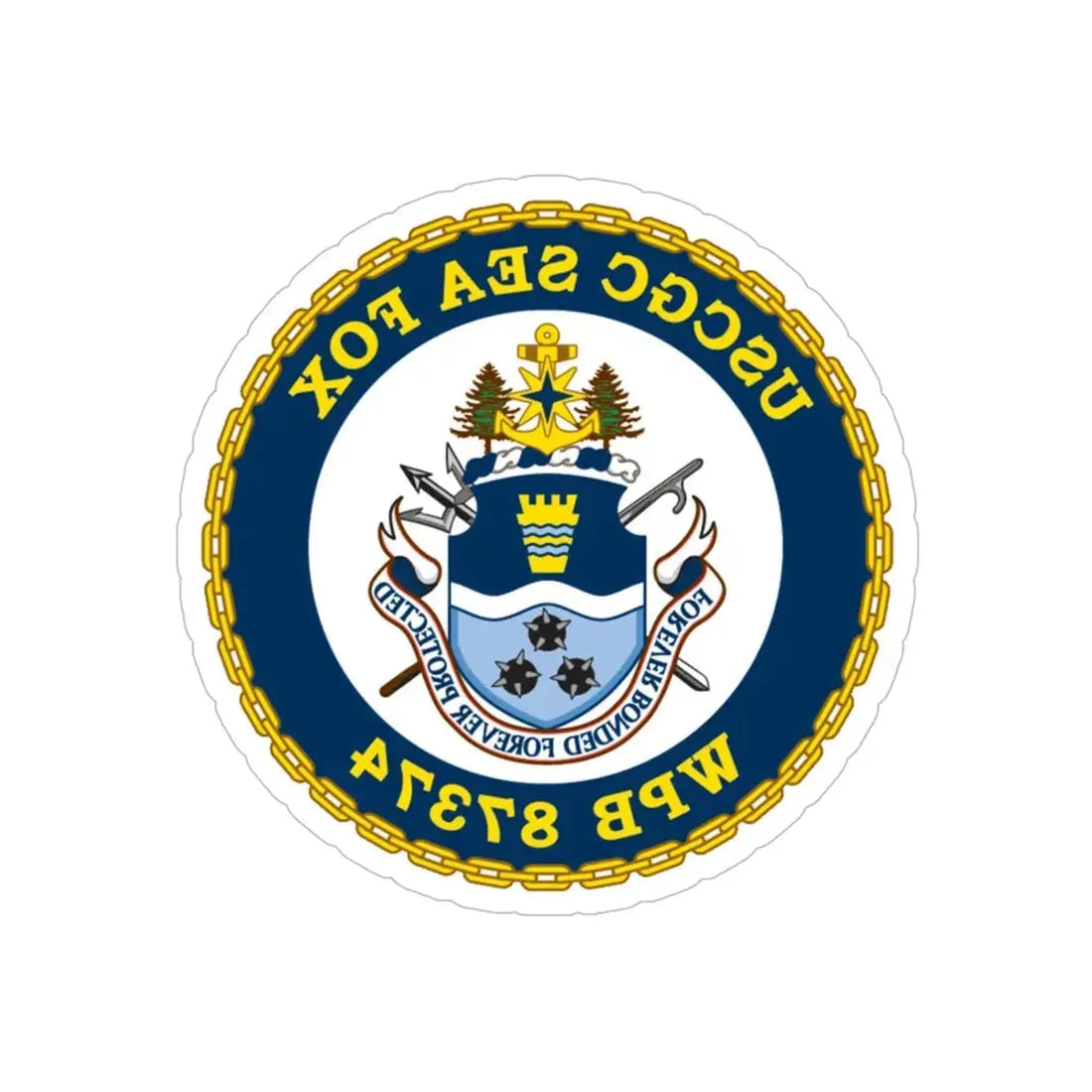 USCGC Sea Fox WPB 87374 2 (U.S. Coast Guard) REVERSE PRINT Transparent Die-Cut STICKER 6 Inch Die-Cut Transparent - The Sticker Space