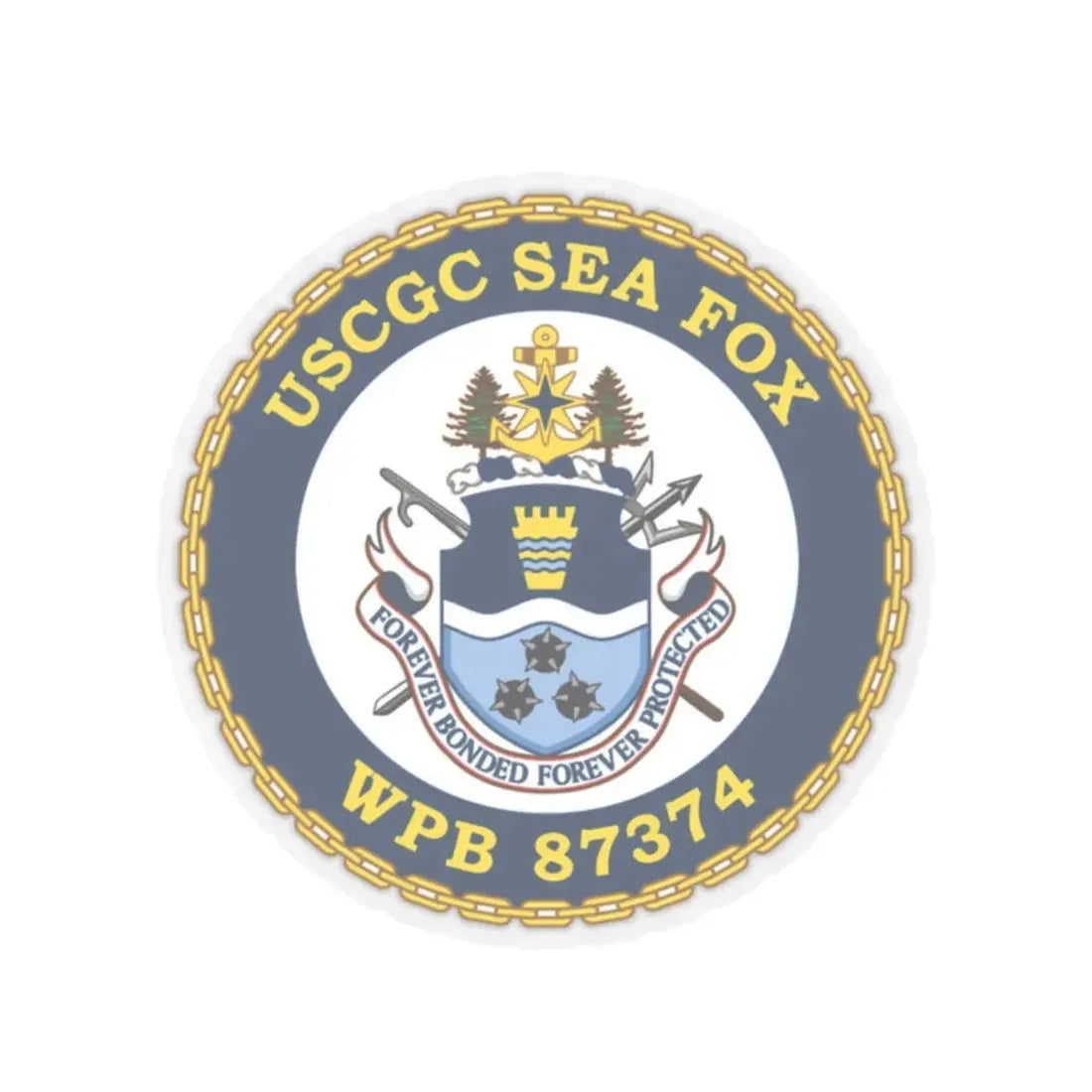 USCGC Sea Fox WPB 87374 2 (U.S. Coast Guard) STICKER Vinyl Kiss-Cut Decal 2 Inch Transparent - The Sticker Space