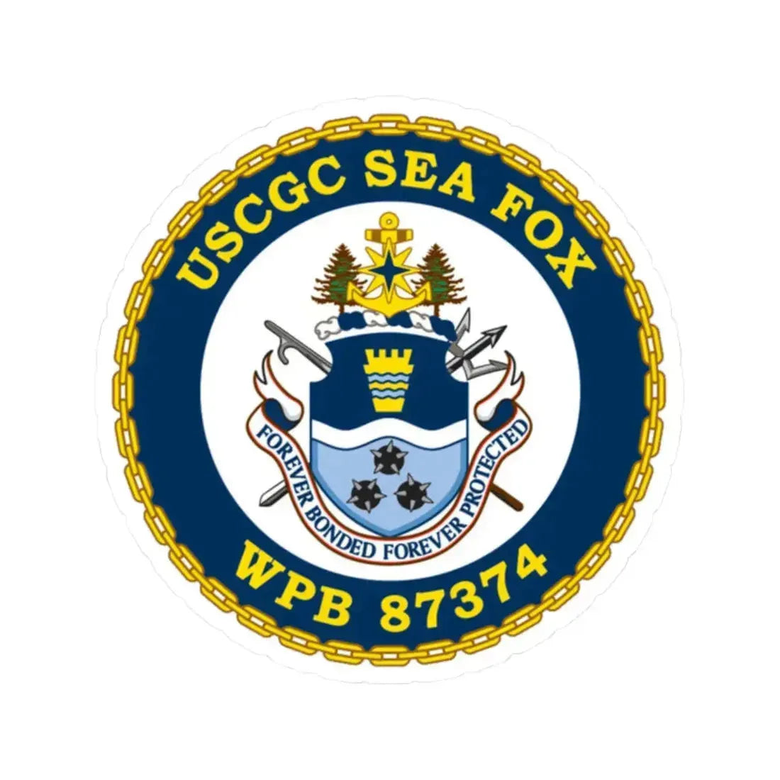USCGC Sea Fox WPB 87374 2 (U.S. Coast Guard) STICKER Vinyl Kiss-Cut Decal 2 Inch White - The Sticker Space