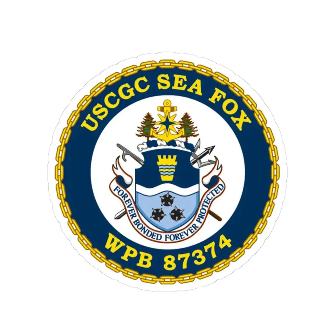USCGC Sea Fox WPB 87374 2 (U.S. Coast Guard) STICKER Vinyl Kiss-Cut Decal 3 Inch White - The Sticker Space