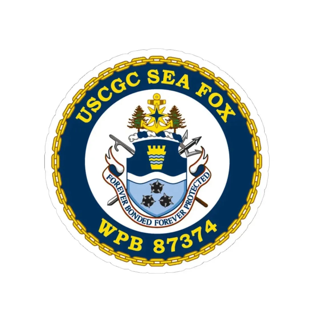 USCGC Sea Fox WPB 87374 2 (U.S. Coast Guard) STICKER Vinyl Kiss-Cut Decal 4 Inch White - The Sticker Space