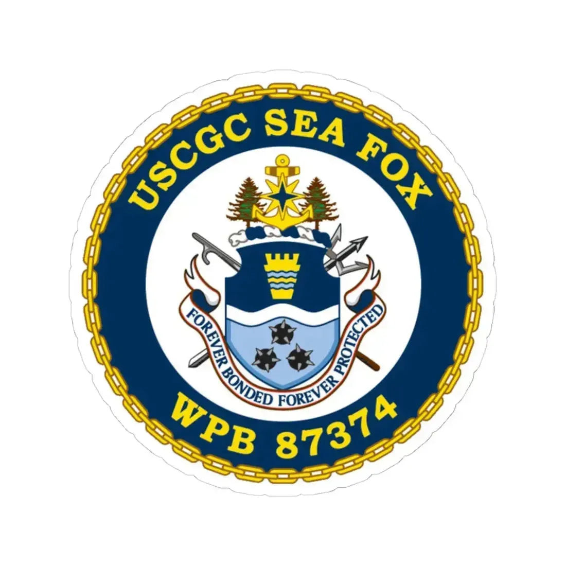 USCGC Sea Fox WPB 87374 2 (U.S. Coast Guard) STICKER Vinyl Kiss-Cut Decal 4 Inch White - The Sticker Space