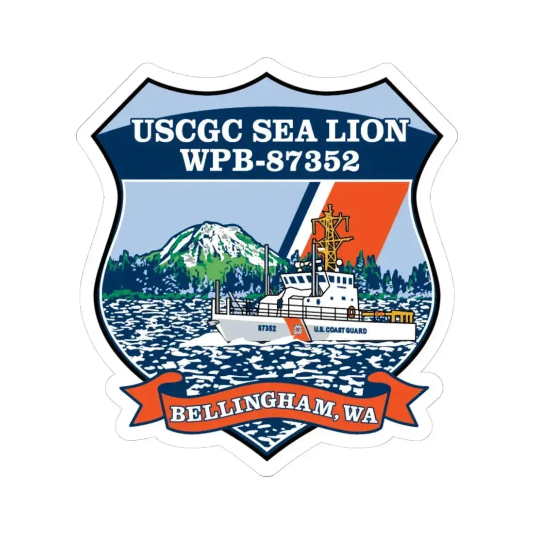 USCGC Sea Lions WPB 87352 (U.S. Coast Guard) STICKER Vinyl Kiss-Cut Decal 4 Inch White - The Sticker Space