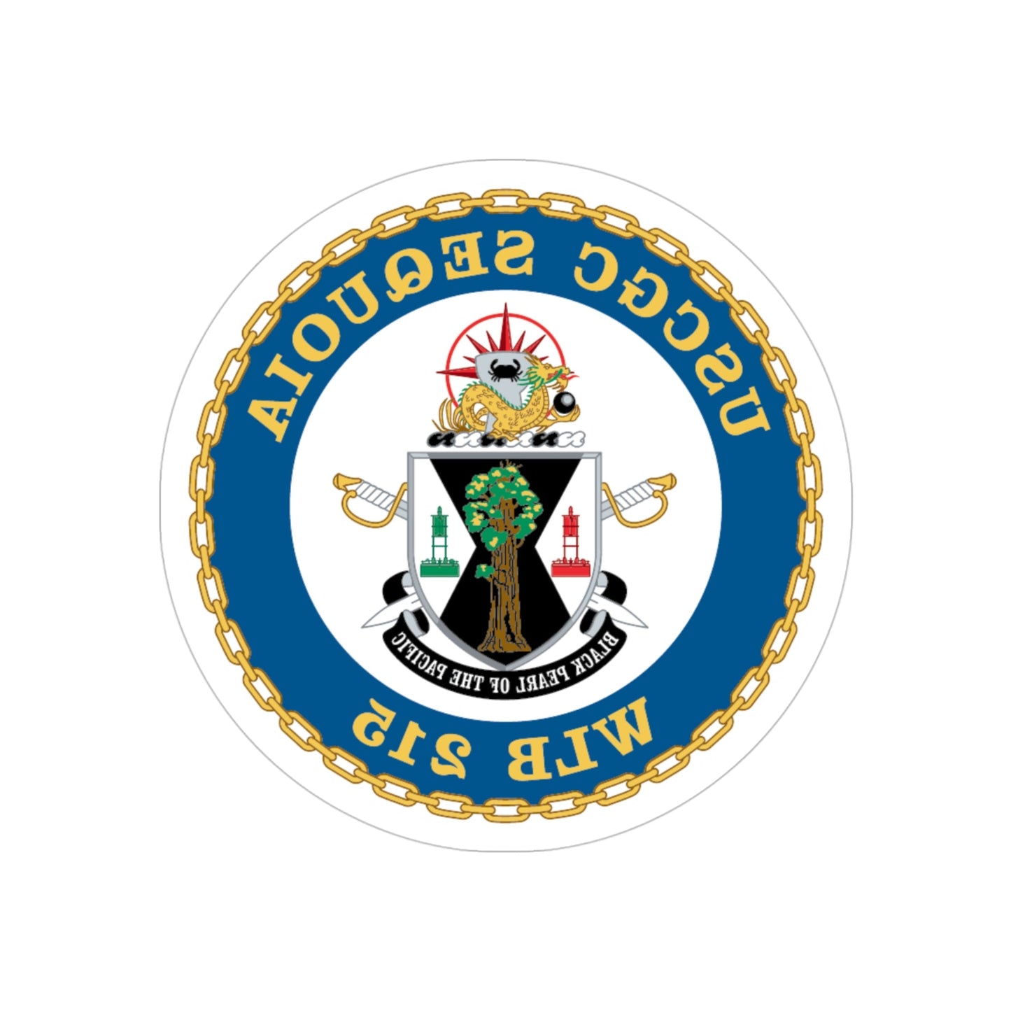 USCGC Sequoia WLB 215 (U.S. Coast Guard) REVERSE PRINT Transparent STICKER-4" × 4"-The Sticker Space