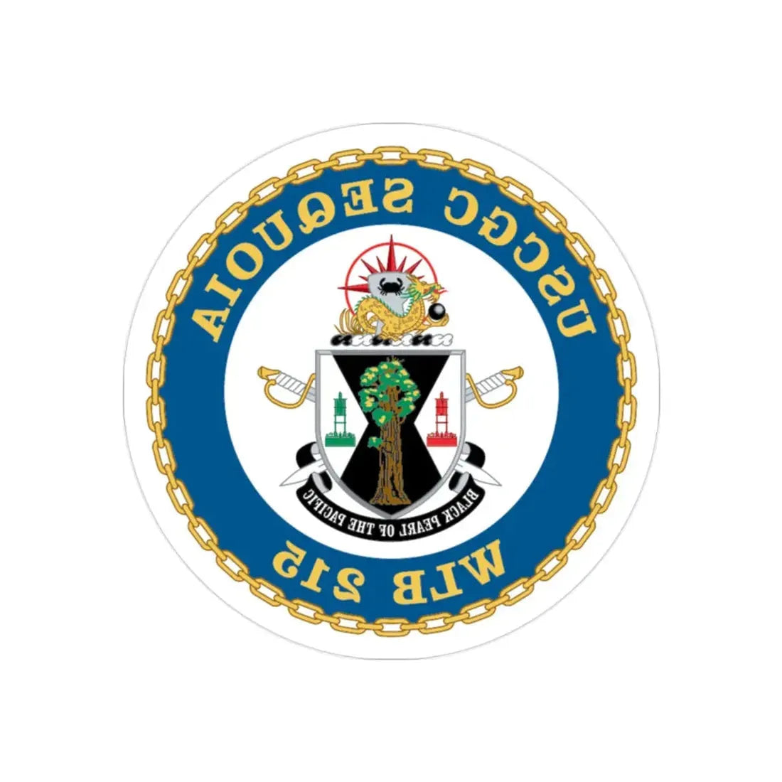 USCGC Sequoia WLB 215 (U.S. Coast Guard) REVERSE PRINT Transparent Die-Cut STICKER 2 Inch Die-Cut Transparent - The Sticker Space