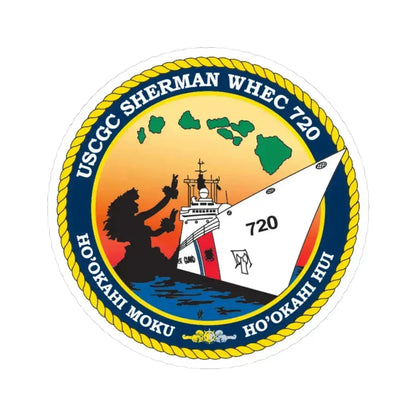 USCGC Sherman WHEC 720 new 2016 (U.S. Coast Guard) STICKER Vinyl Kiss-Cut Decal 3 Inch White - The Sticker Space