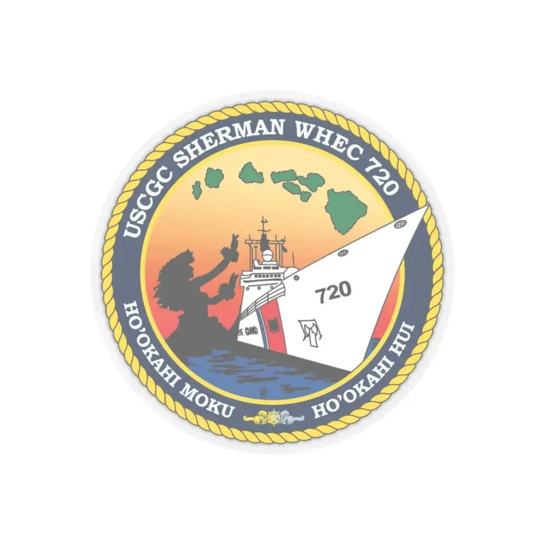 USCGC Sherman WHEC 720 new 2016 (U.S. Coast Guard) STICKER Vinyl Kiss-Cut Decal 4 Inch Transparent - The Sticker Space