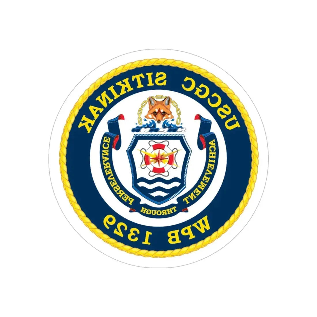 USCGC Sitkinak WPB 1329 (U.S. Coast Guard) REVERSE PRINT Transparent Die-Cut STICKER 4 Inch Die-Cut Transparent - The Sticker Space