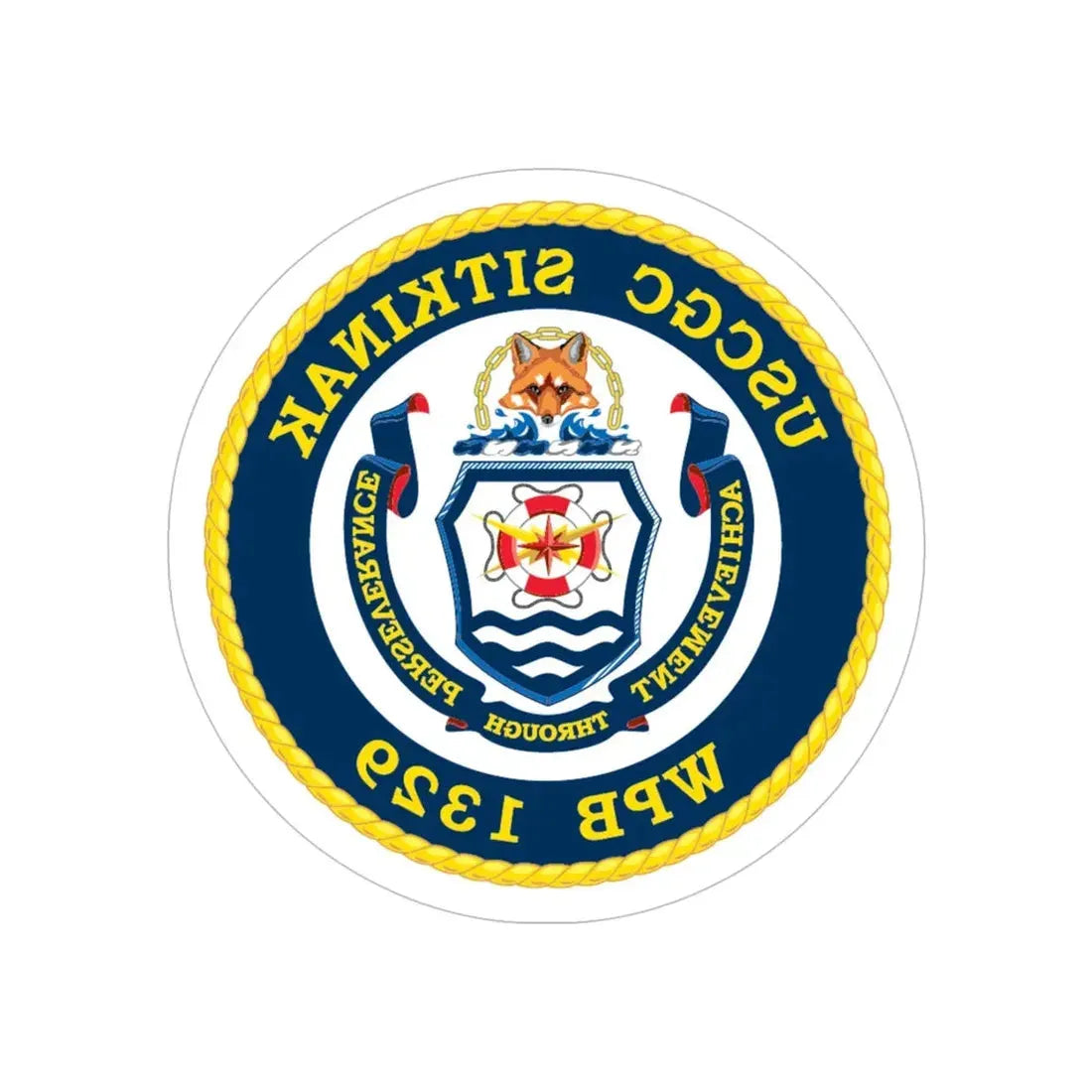USCGC Sitkinak WPB 1329 (U.S. Coast Guard) REVERSE PRINT Transparent Die-Cut STICKER 5 Inch Die-Cut Transparent - The Sticker Space