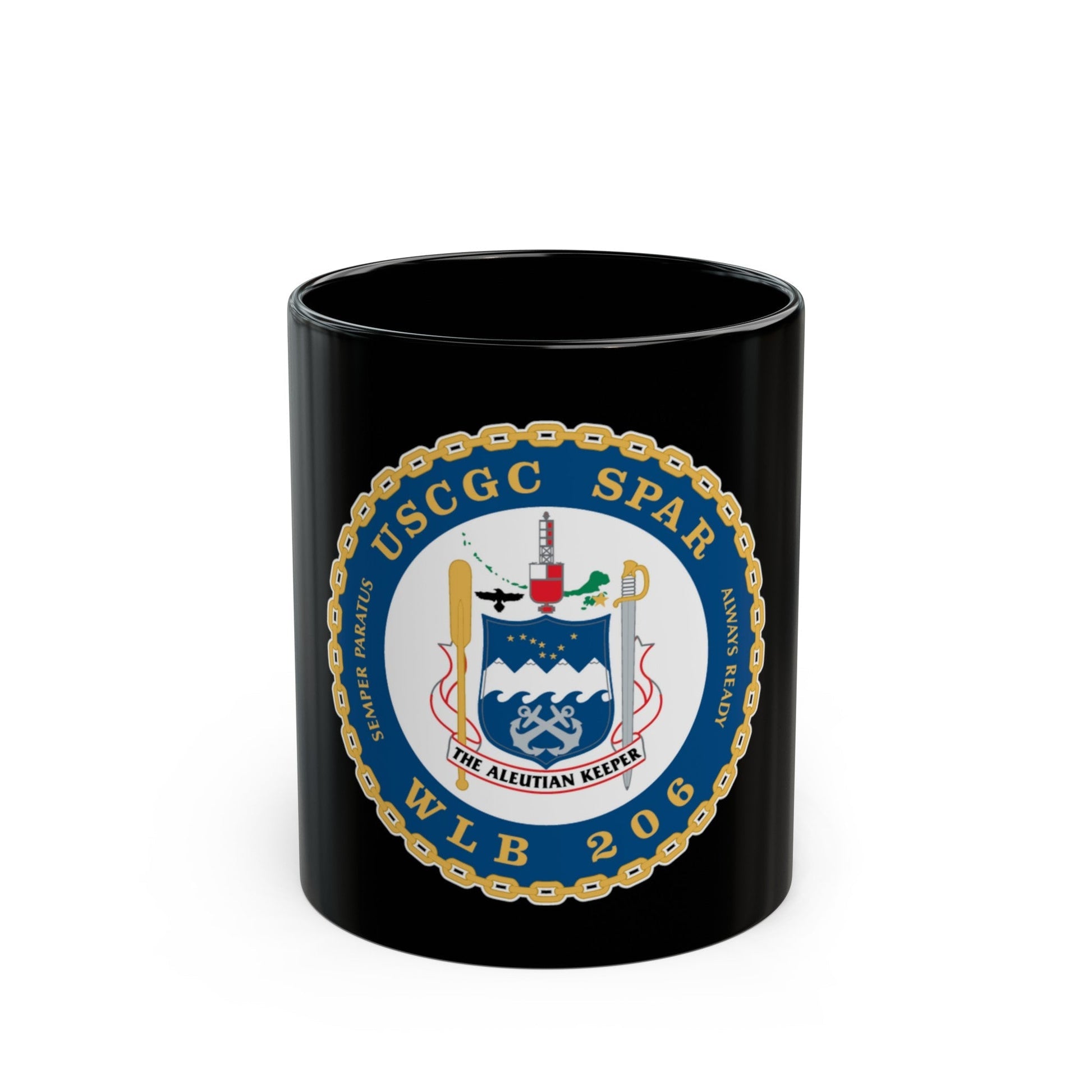 USCGC Spar WLB 206 (U.S. Coast Guard) Black Coffee Mug-11oz-The Sticker Space