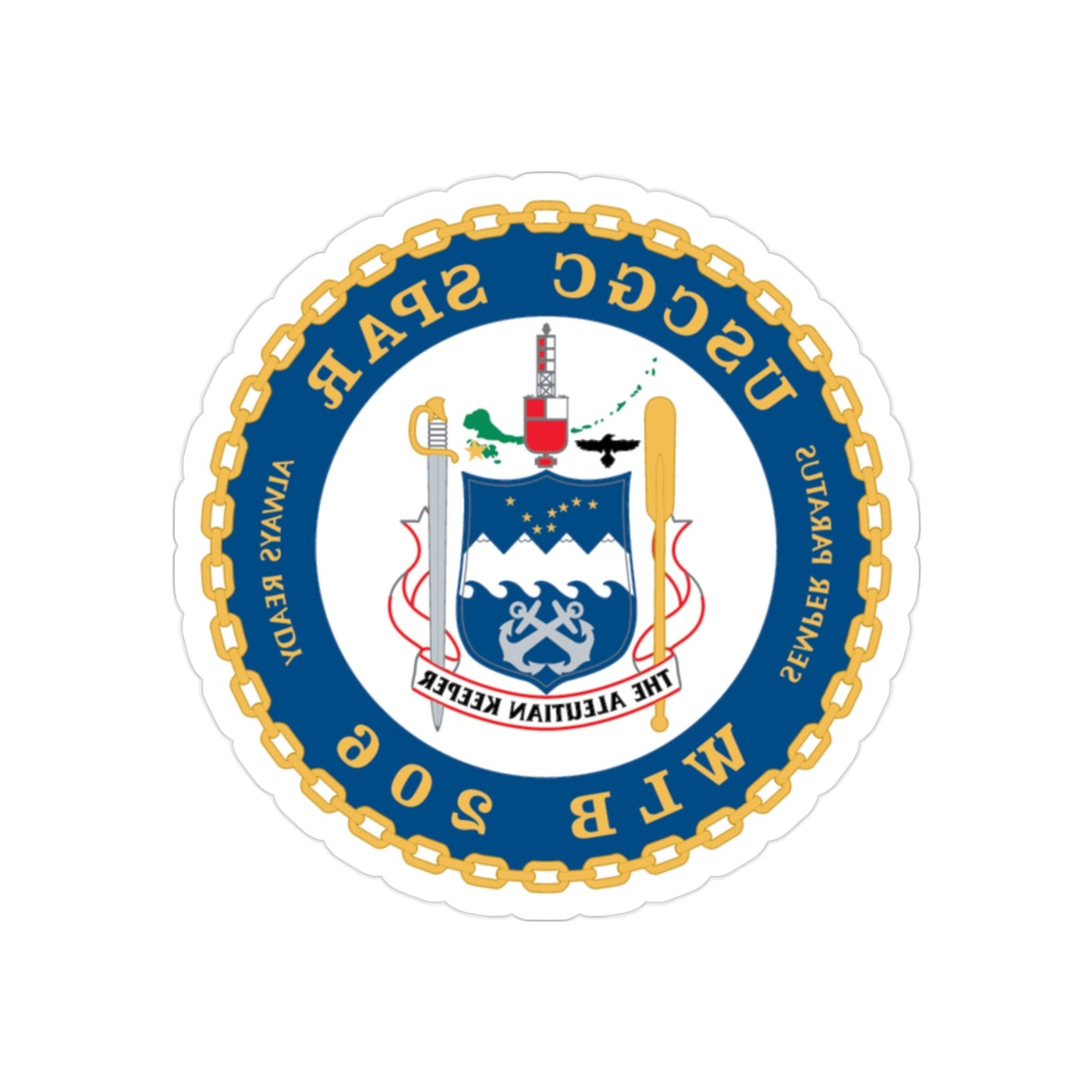 USCGC Spar WLB 206 (U.S. Coast Guard) REVERSE PRINT Transparent STICKER-2" × 2"-The Sticker Space