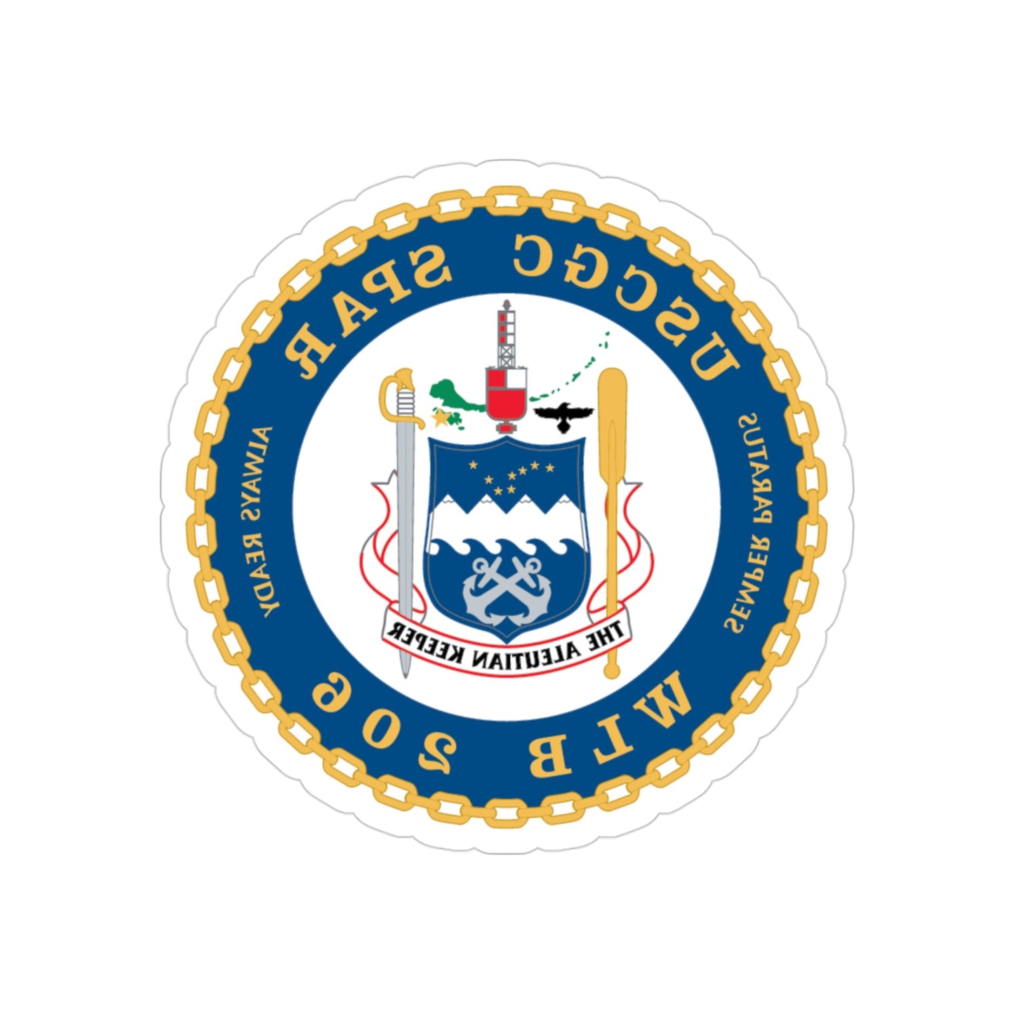 USCGC Spar WLB 206 (U.S. Coast Guard) REVERSE PRINT Transparent STICKER-3" × 3"-The Sticker Space