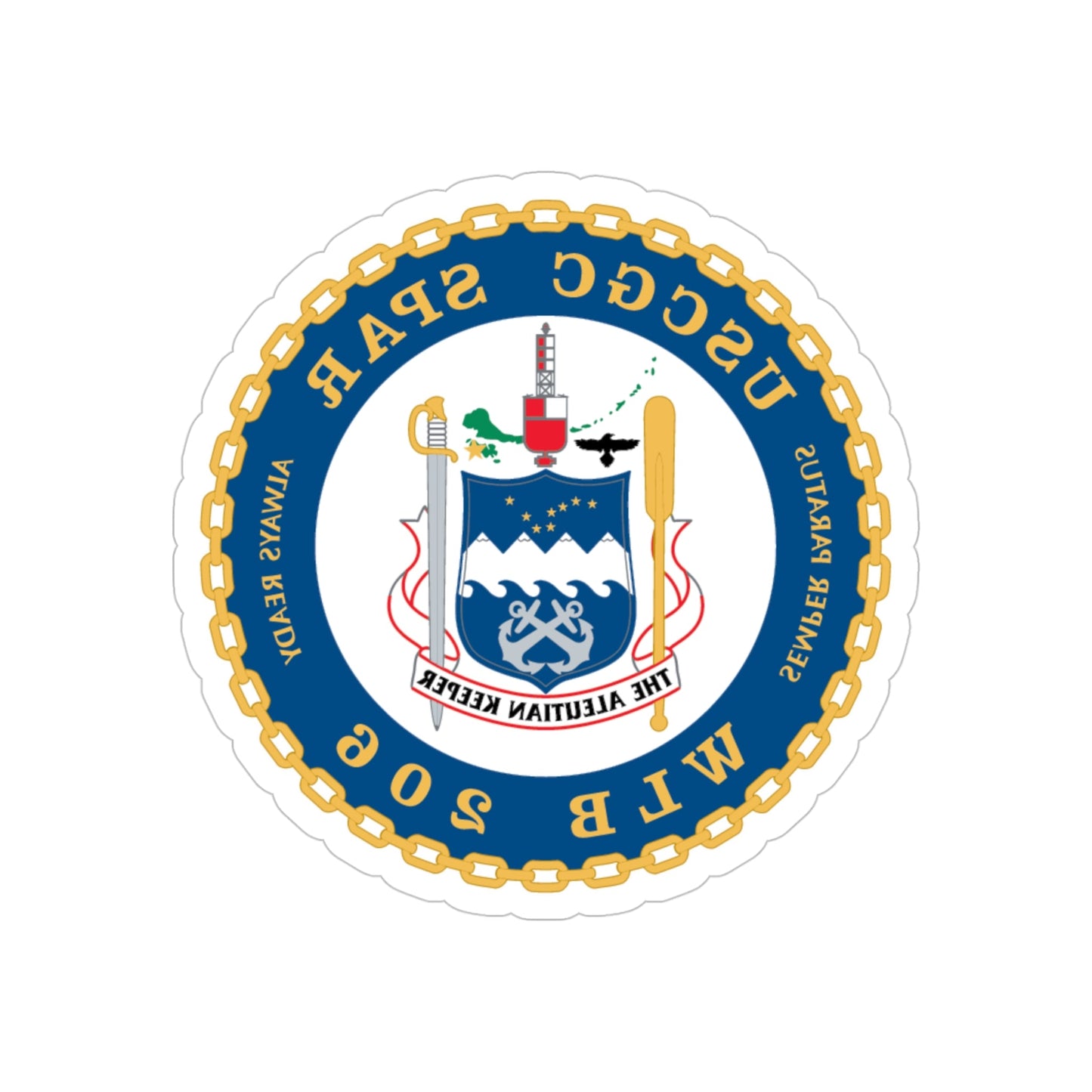 USCGC Spar WLB 206 (U.S. Coast Guard) REVERSE PRINT Transparent STICKER-4" × 4"-The Sticker Space