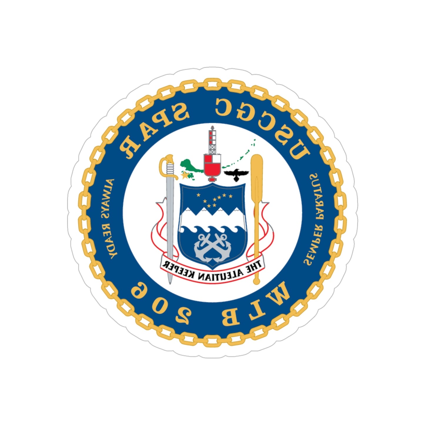 USCGC Spar WLB 206 (U.S. Coast Guard) REVERSE PRINT Transparent STICKER-5" × 5"-The Sticker Space