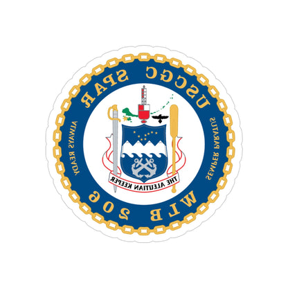 USCGC Spar WLB 206 (U.S. Coast Guard) REVERSE PRINT Transparent STICKER-5" × 5"-The Sticker Space