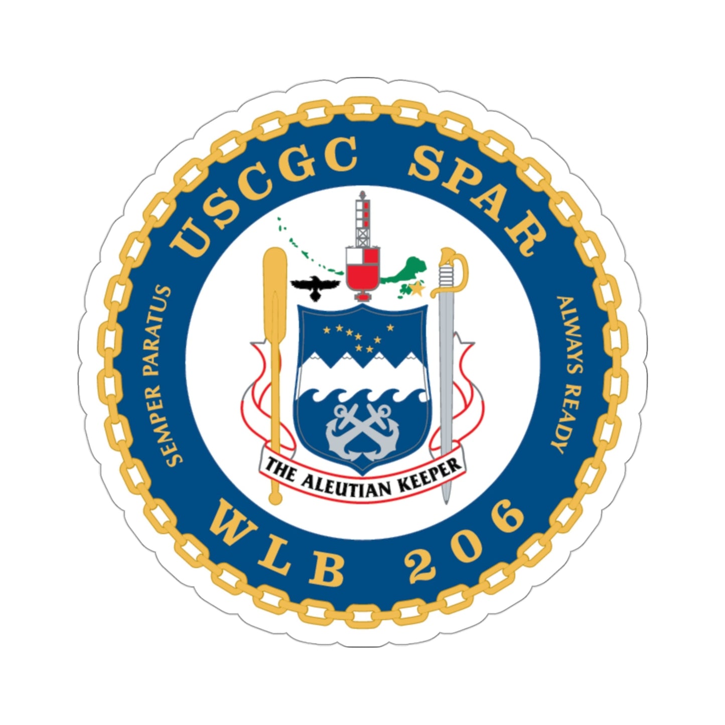 USCGC Spar WLB 206 (U.S. Coast Guard) STICKER Vinyl Die-Cut Decal-3 Inch-The Sticker Space