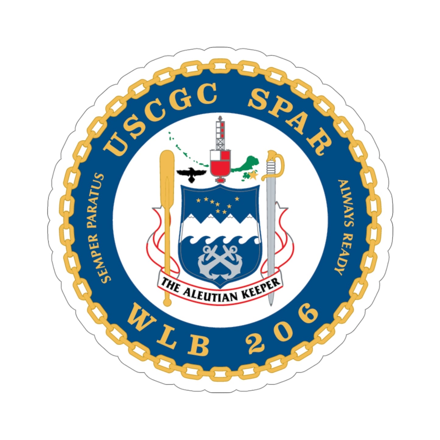 USCGC Spar WLB 206 (U.S. Coast Guard) STICKER Vinyl Die-Cut Decal-4 Inch-The Sticker Space