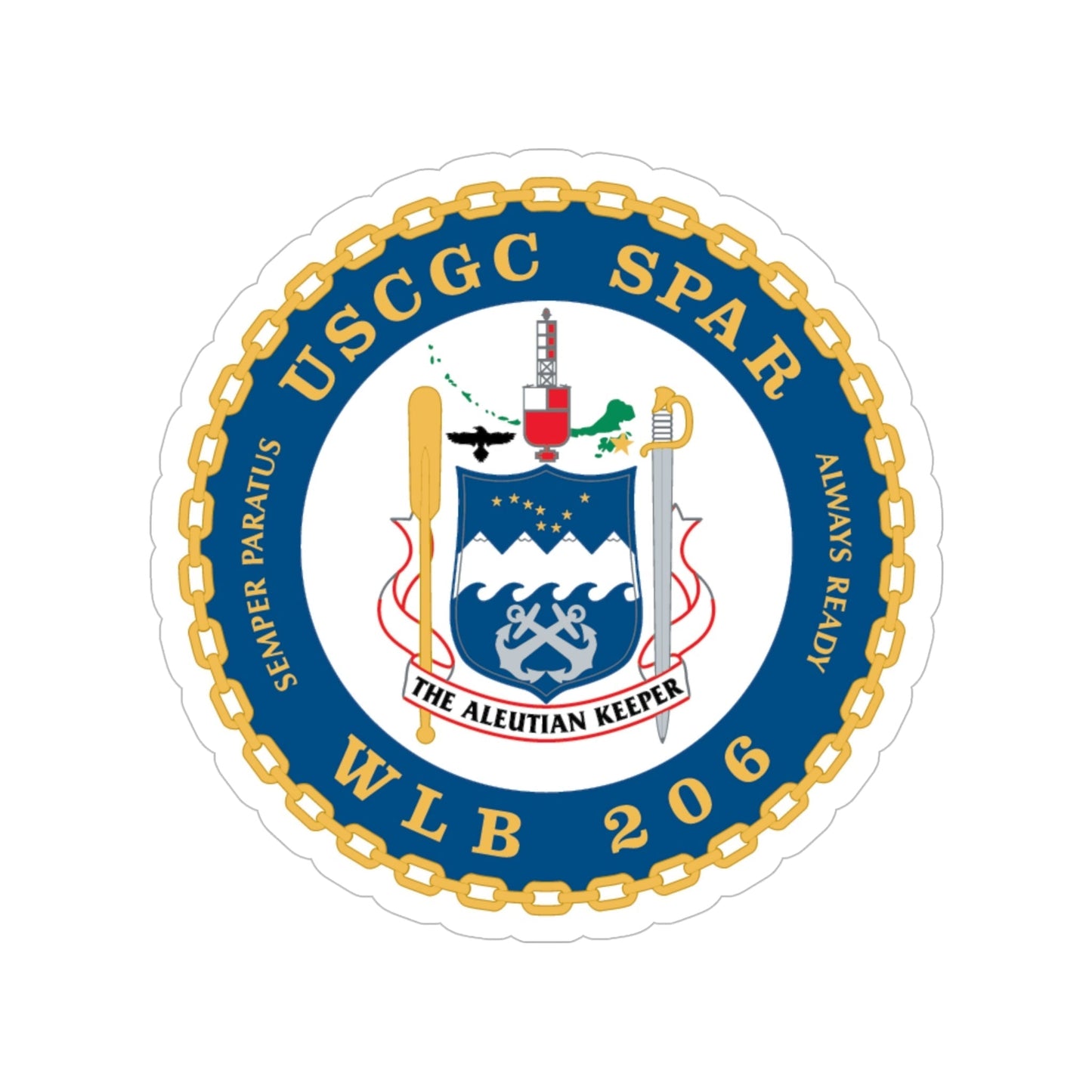 USCGC Spar WLB 206 (U.S. Coast Guard) Transparent STICKER Die-Cut Vinyl Decal-6 Inch-The Sticker Space