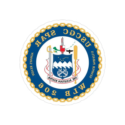 USCGC Spar WLB 206 (U.S. Coast Guard) REVERSE PRINT Transparent Die-Cut STICKER 2 Inch Die-Cut Transparent - The Sticker Space