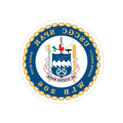 USCGC Spar WLB 206 (U.S. Coast Guard) REVERSE PRINT Transparent Die-Cut STICKER 3 Inch Die-Cut Transparent - The Sticker Space