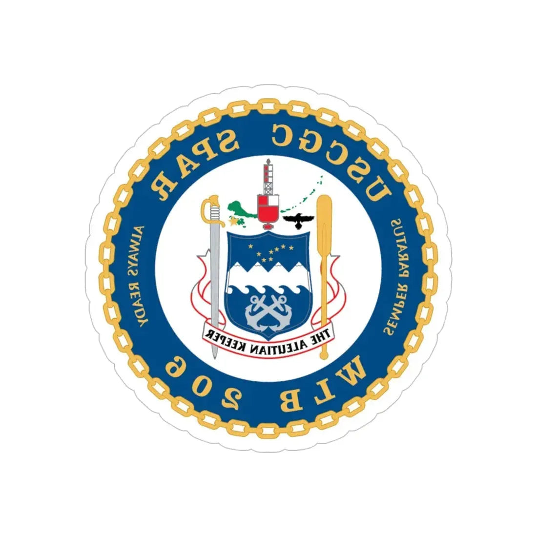 USCGC Spar WLB 206 (U.S. Coast Guard) REVERSE PRINT Transparent Die-Cut STICKER 4 Inch Die-Cut Transparent - The Sticker Space