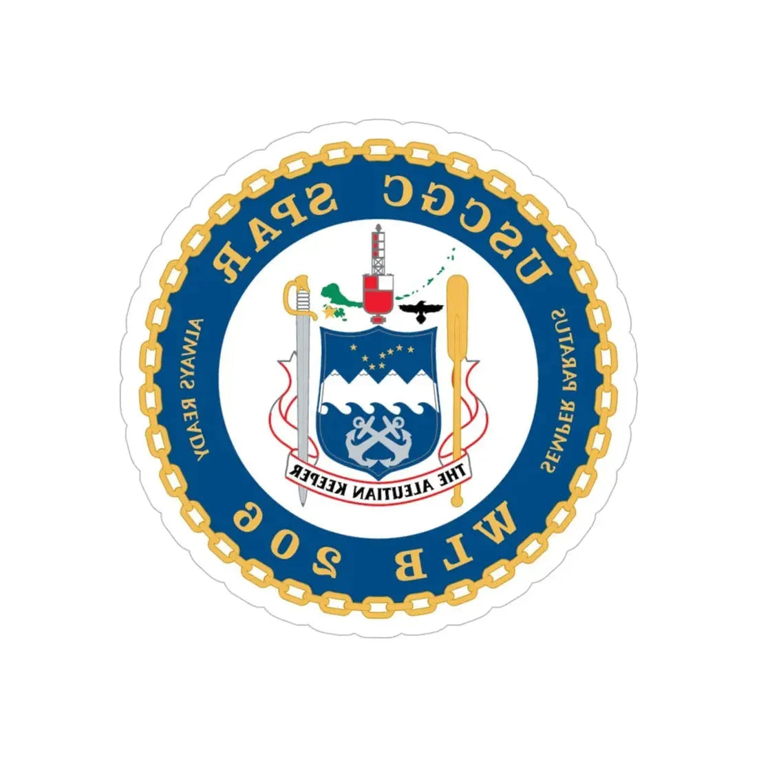 USCGC Spar WLB 206 (U.S. Coast Guard) REVERSE PRINT Transparent Die-Cut STICKER 5 Inch Die-Cut Transparent - The Sticker Space