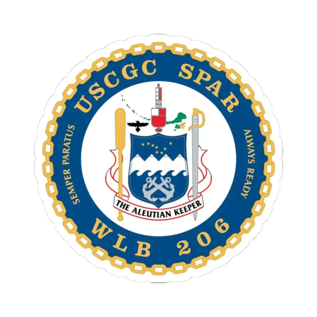 USCGC Spar WLB 206 (U.S. Coast Guard) STICKER Vinyl Kiss-Cut Decal 3 Inch White - The Sticker Space