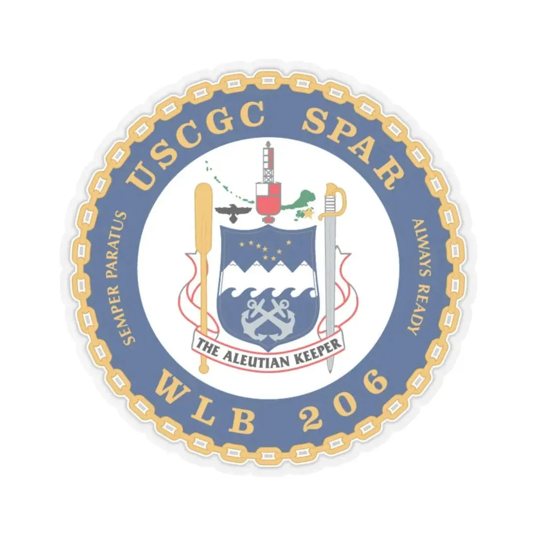 USCGC Spar WLB 206 (U.S. Coast Guard) STICKER Vinyl Kiss-Cut Decal 4 Inch Transparent - The Sticker Space