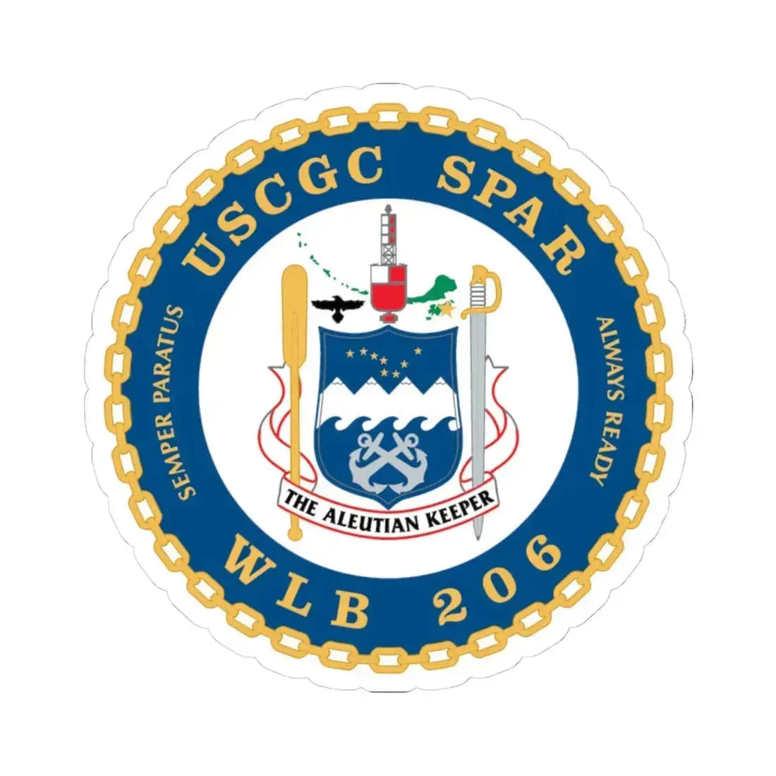 USCGC Spar WLB 206 (U.S. Coast Guard) STICKER Vinyl Kiss-Cut Decal 4 Inch White - The Sticker Space
