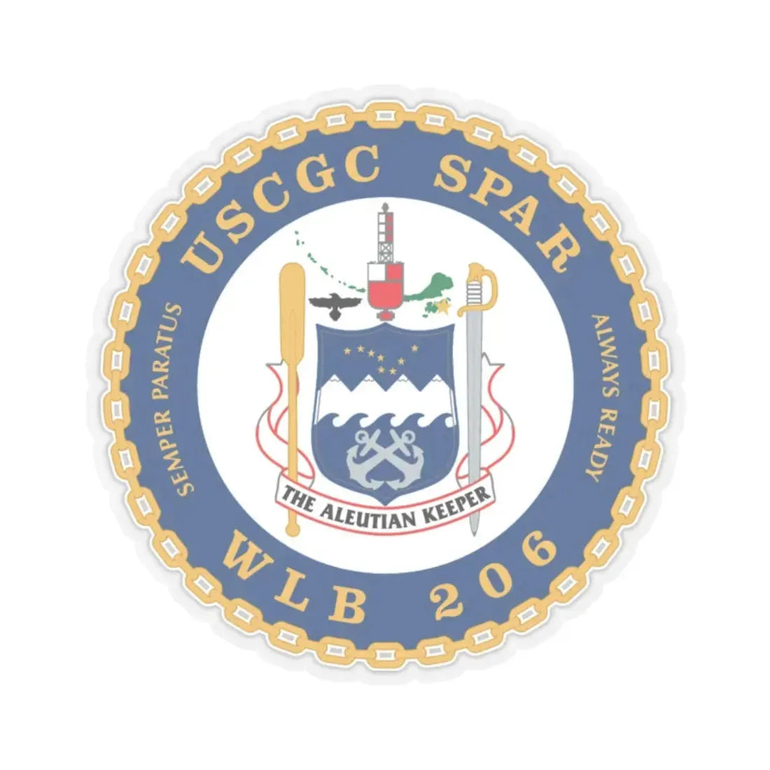 USCGC Spar WLB 206 (U.S. Coast Guard) STICKER Vinyl Kiss-Cut Decal 6 Inch Transparent - The Sticker Space
